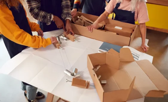 Collègues faisant du travail manuel ensemble